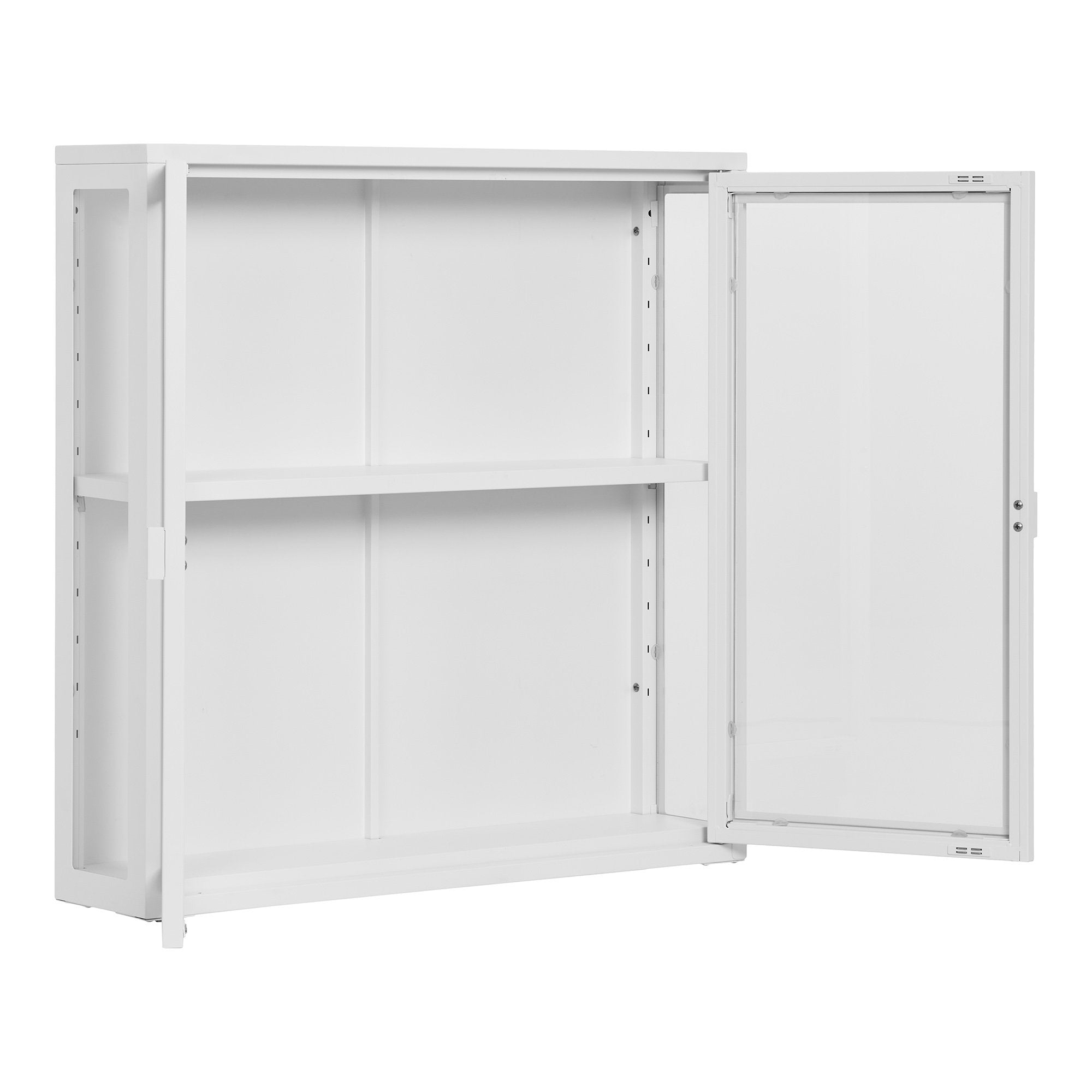 Brisbane hangende vitrinekast - hangende vitrinekast, 2 glazen deuren, staal, wit 80x18x80 cm
