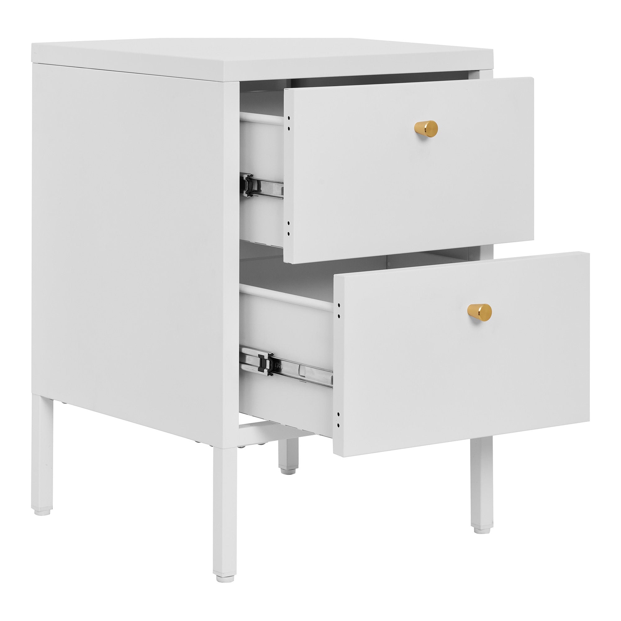 Dalby Chest - ladekast, 2 lades, staal, wit 40x40x59,5 cm