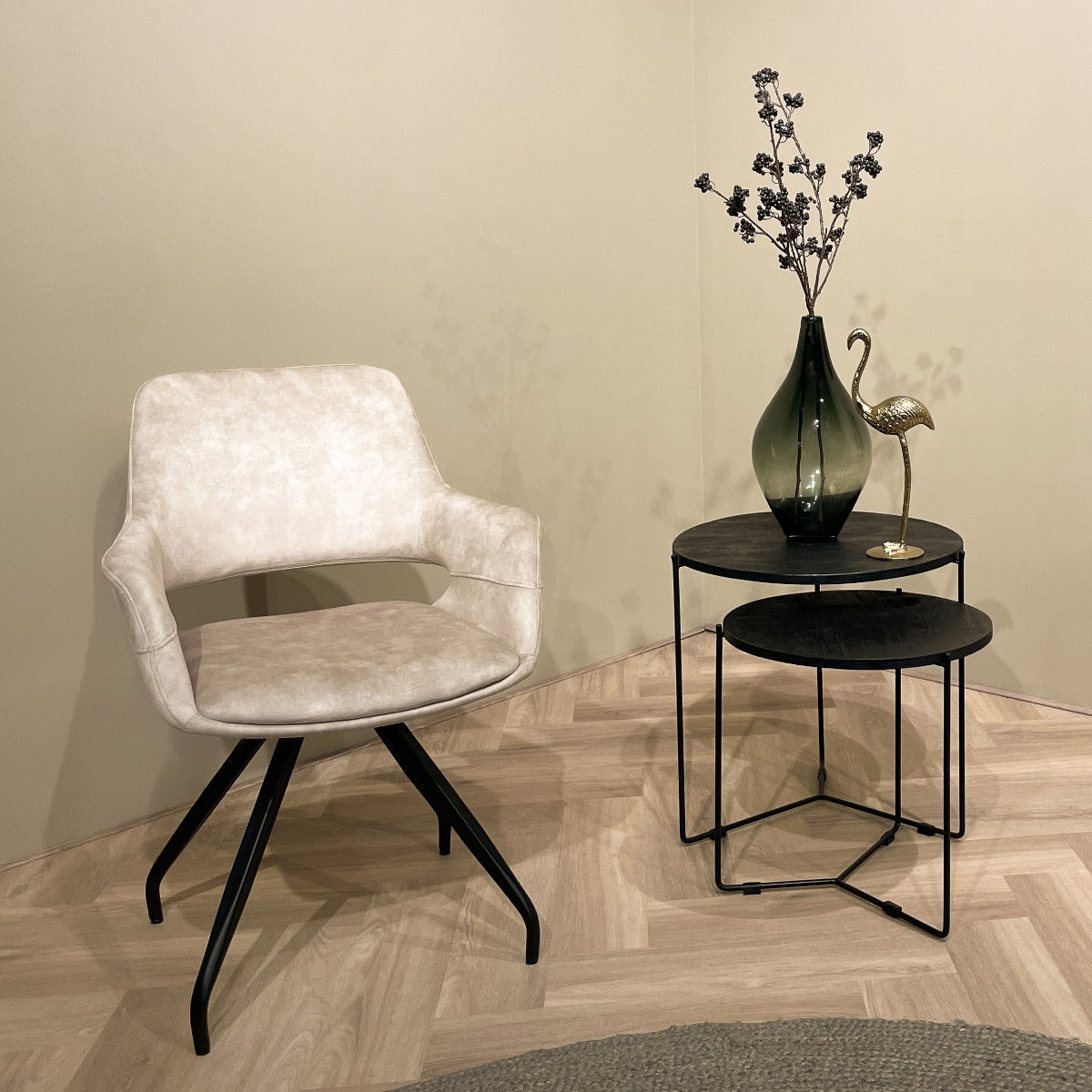 Eetkamerstoel Capp Beige Fluweel