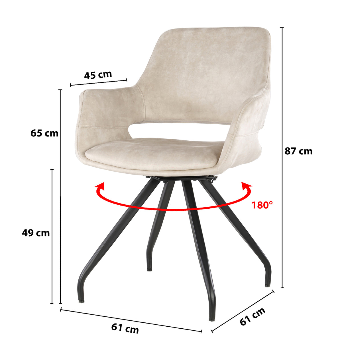 Eetkamerstoel Capp Beige Fluweel