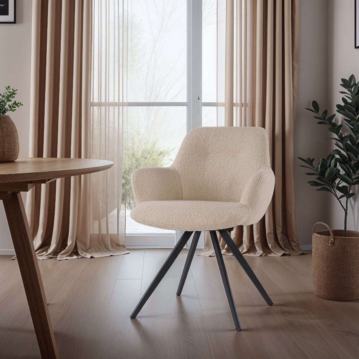 Eetkamerstoel Doreen Bouclé Beige
