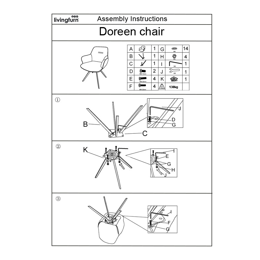 Eetkamerstoel Doreen Bouclé Wit