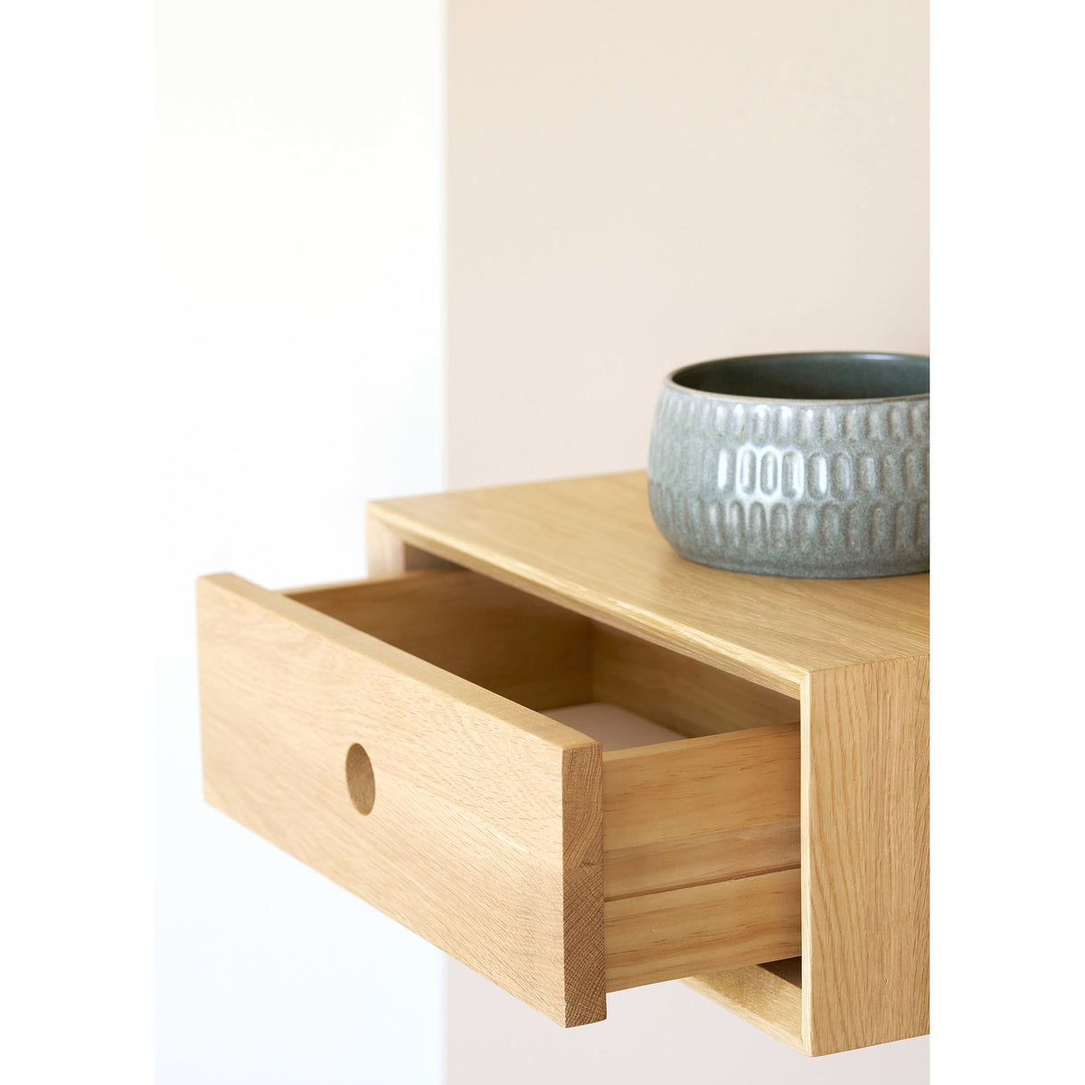 Luzern Wandkastje - Wandkastje, 1 lade, gelakt eiken 40x25x15 cm