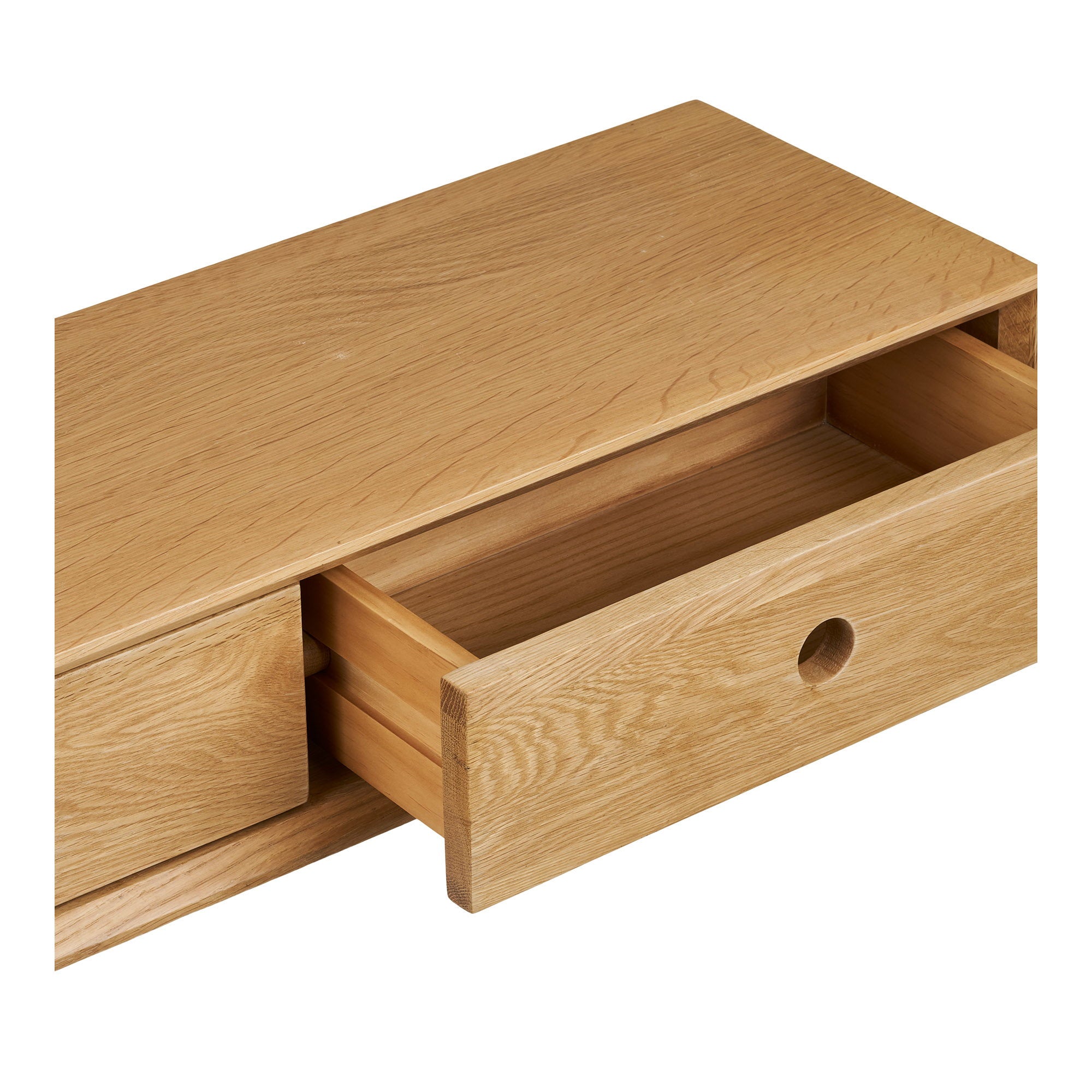 Luzern wandgemonteerde ladekast - 2 lades, gelakt eiken, 80x25x15 cm