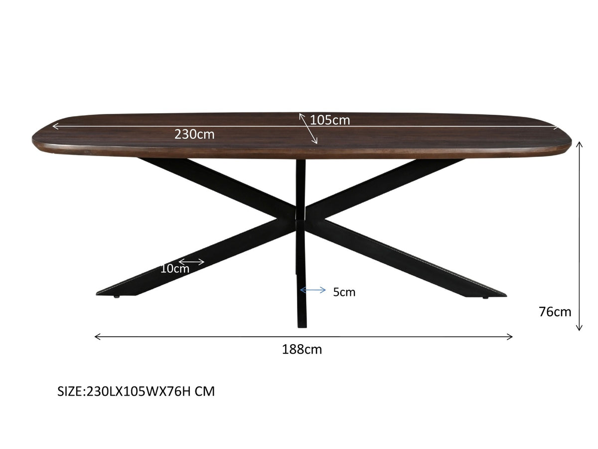 Eettafel Jesper Deens Ovaal Bruin 230 cm