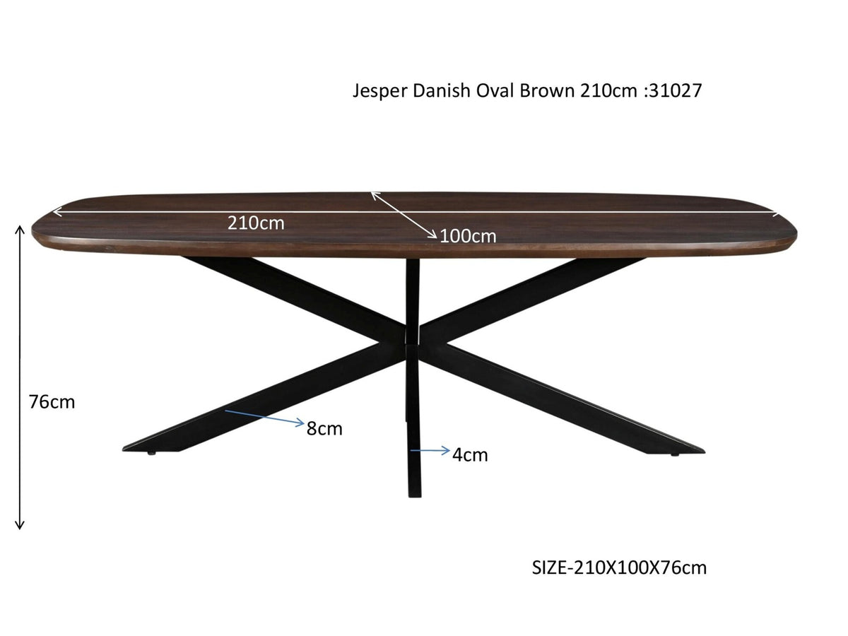 Eettafel Jesper Deens Ovaal Bruin 210 cm