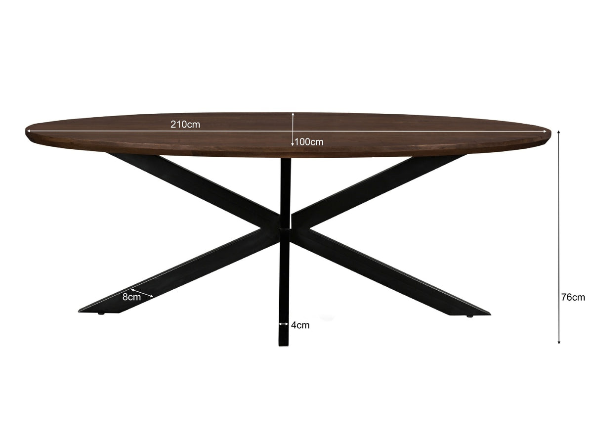 Eettafel Jesper Ovaal Bruin 210 cm