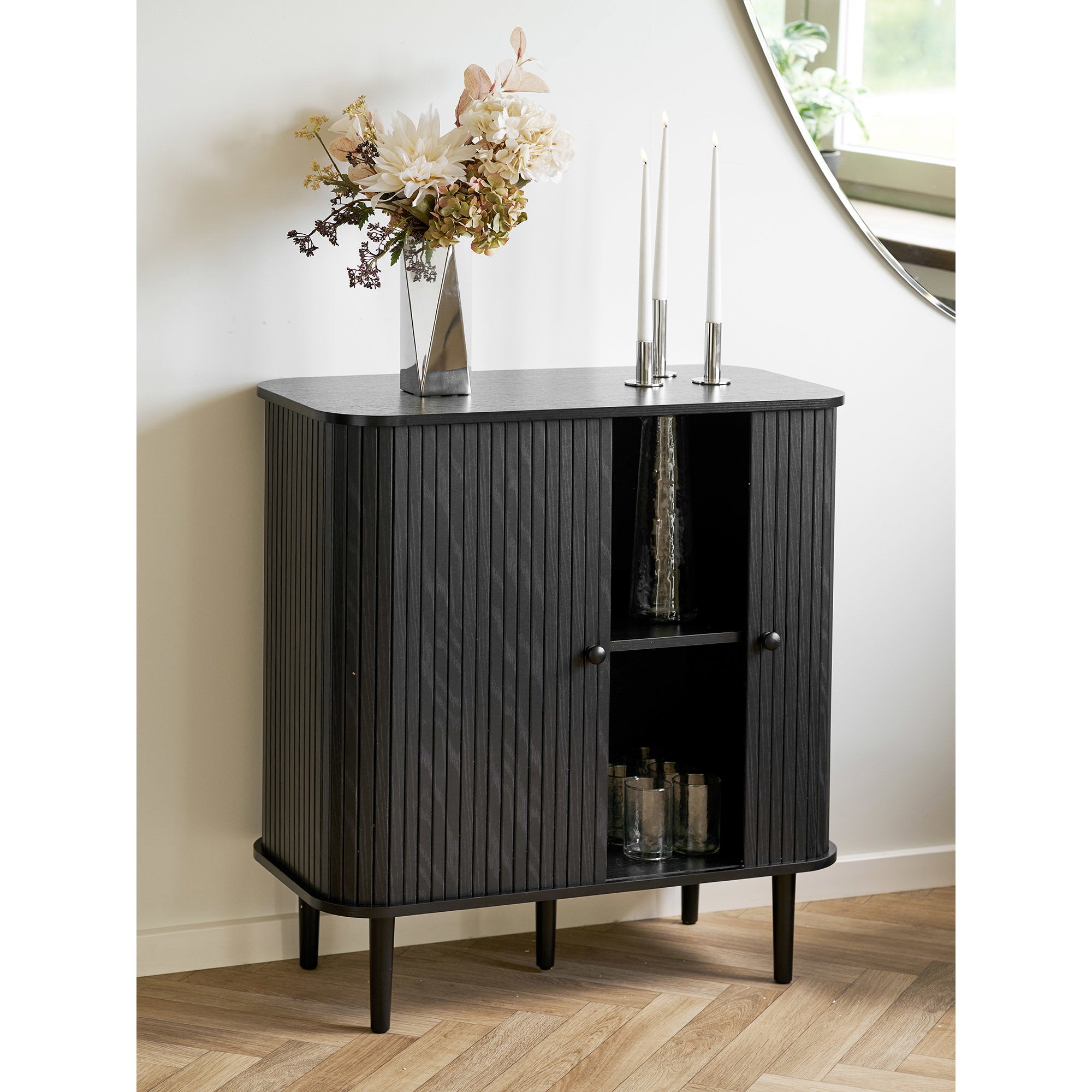 Nikko Sideboard - dressoir, 2 deuren, zwart 80x40x87 cm