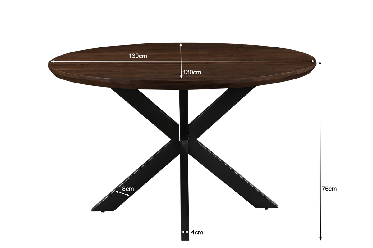 Eettafel Jesper Rond Bruin 130 cm