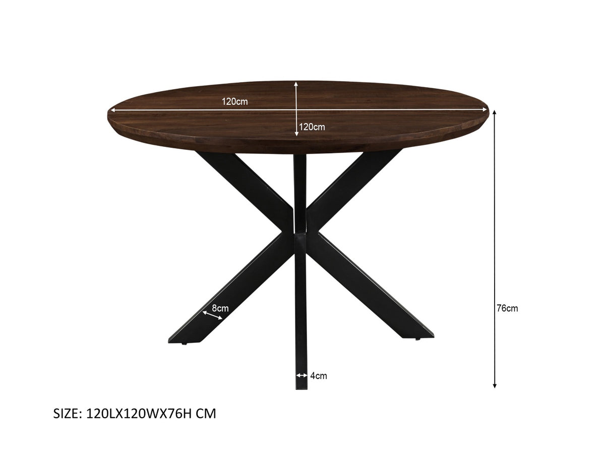 Eettafel Jesper Rond Bruin 120 cm