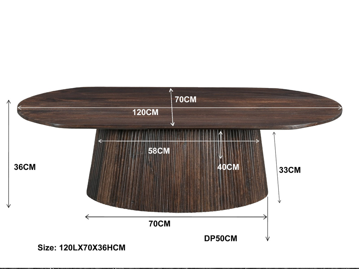Salontafel Salvator Walnoot Ovaal 120 cm
