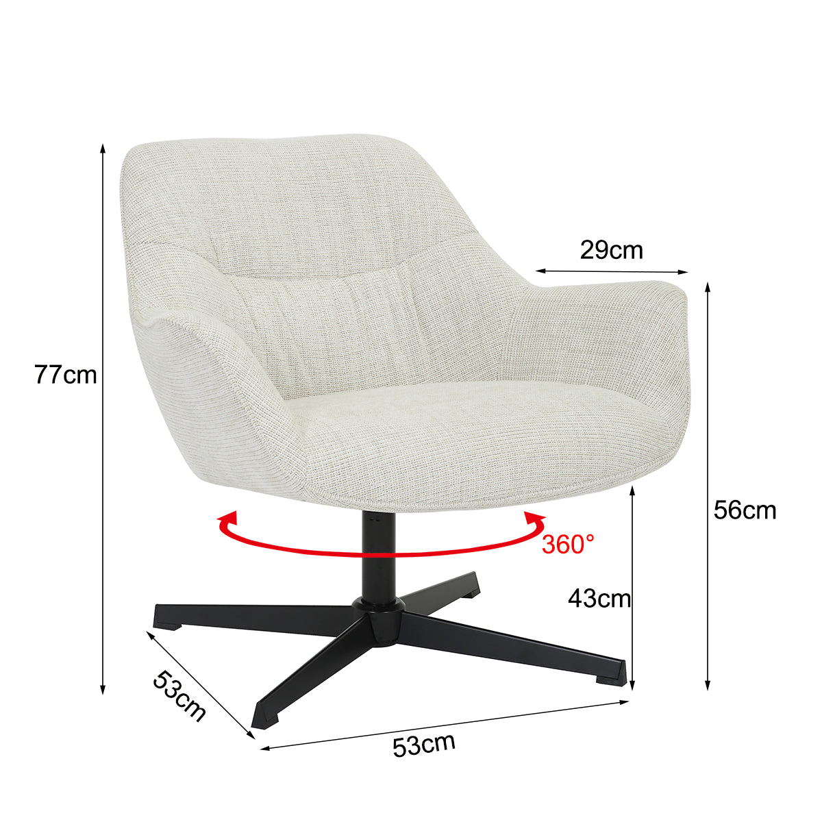 Draaifauteuil Daphne Grijsbeige