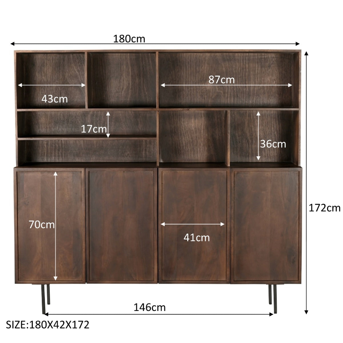 Wandkast Elan bruin 180 cm