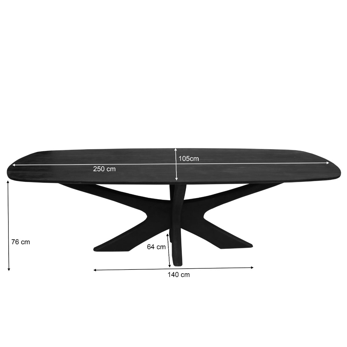 Eettafel Brix Montreaux Zwart 250 cm