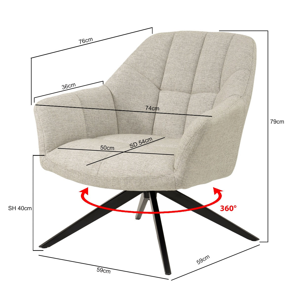 Draaifauteuil Tom Zand