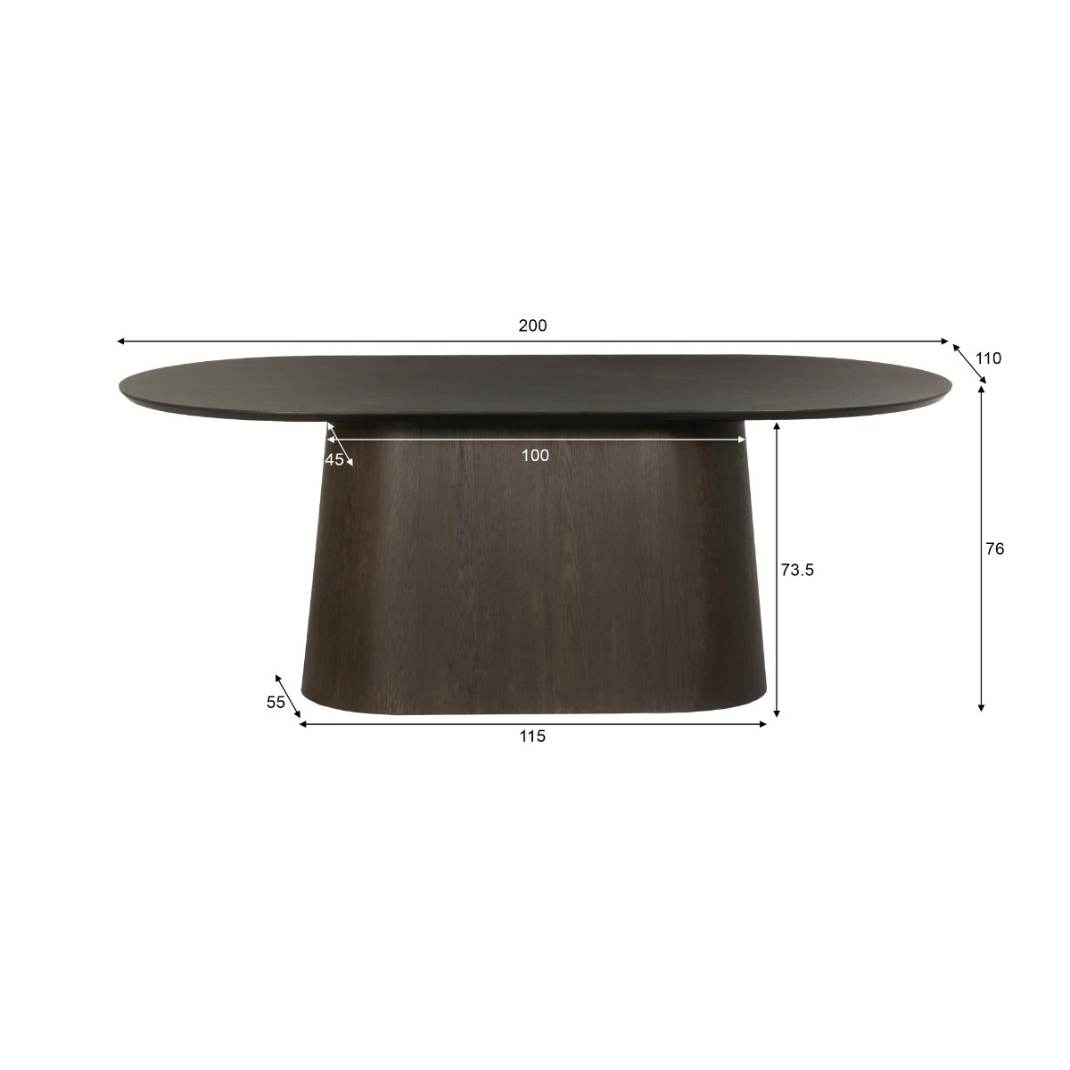 Eettafel Novero Espresso 200 cm