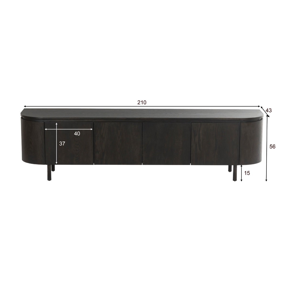 TV-meubel Tobago Espresso 210 cm