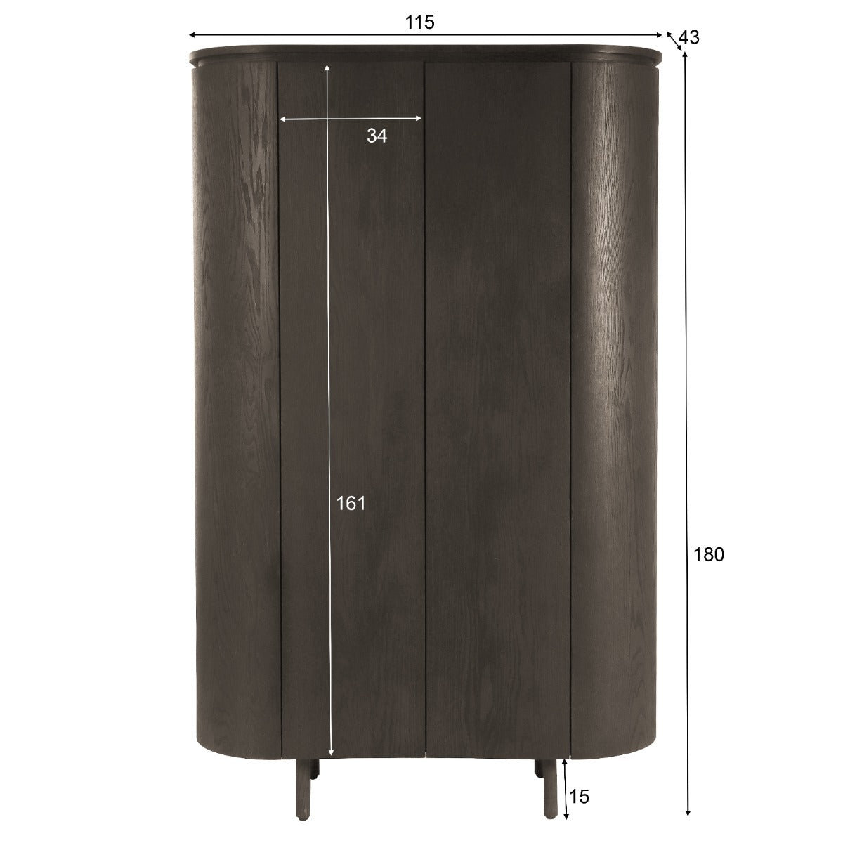 Wandkast Tobago Espresso 180 cm
