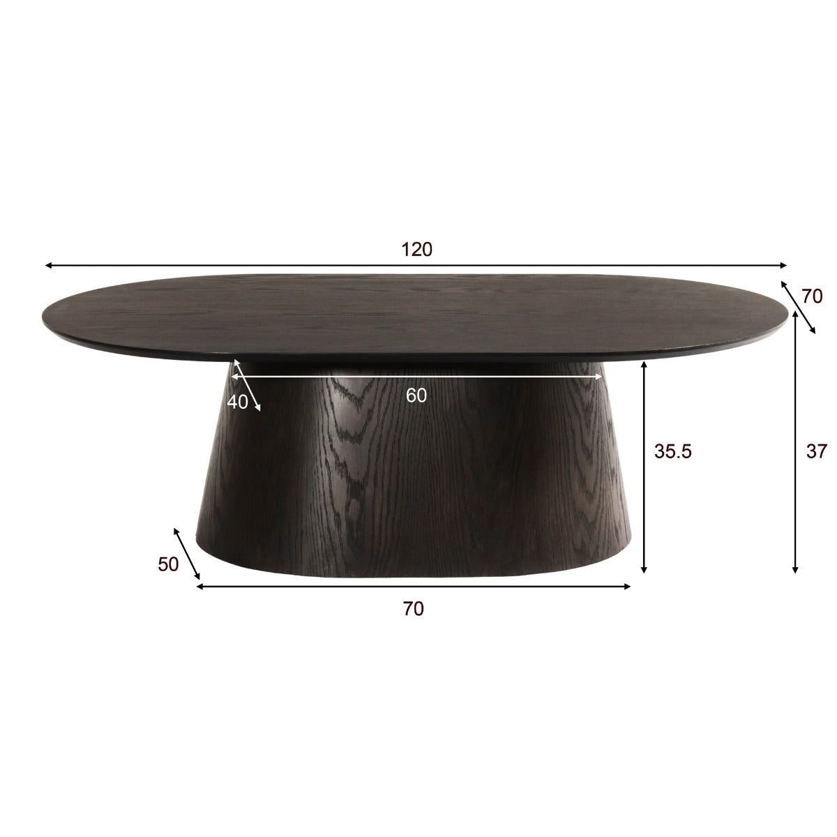 Salontafel Novero Espresso Ovaal 120 cm