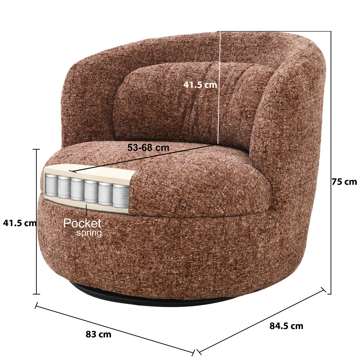 Draaifauteuil Britt bordeauxrood