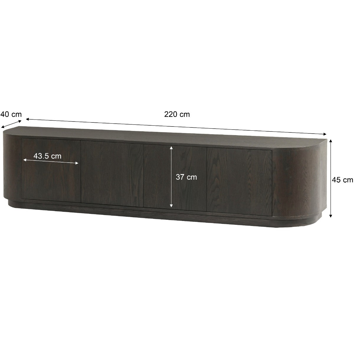 TV-meubel Novero Espresso 220 cm