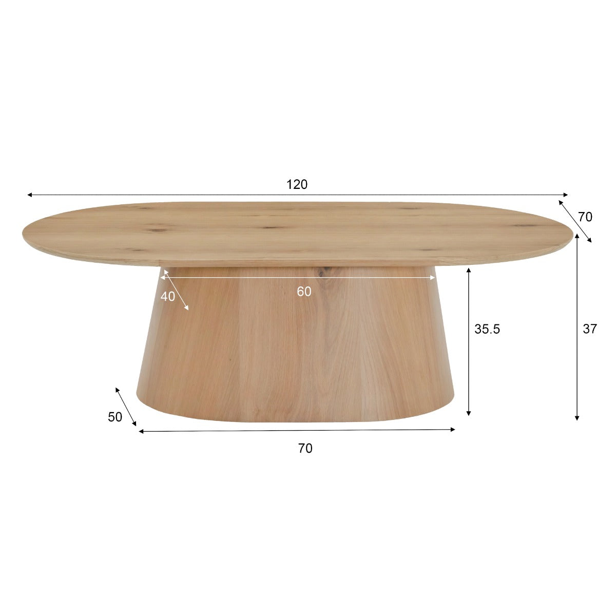 Salontafel Novero Ovaal 120 cm