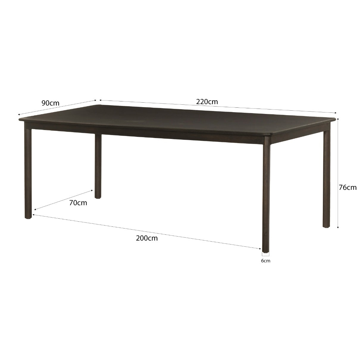Eettafel Tobago espresso 220 cm
