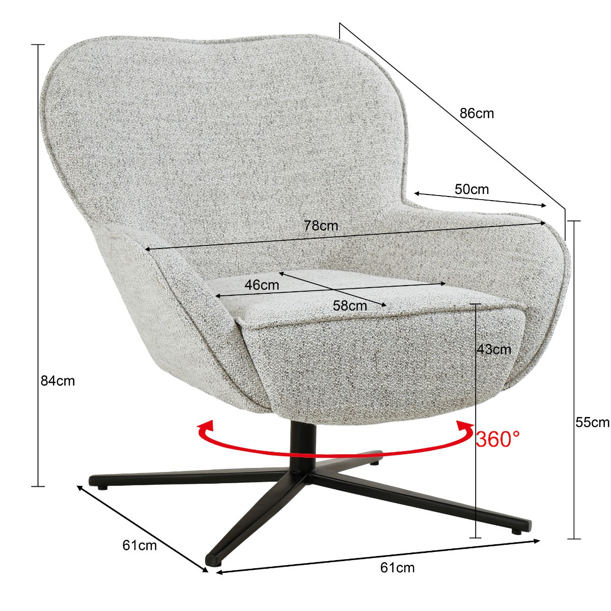 Draaifauteuil Sven Bisque Oase