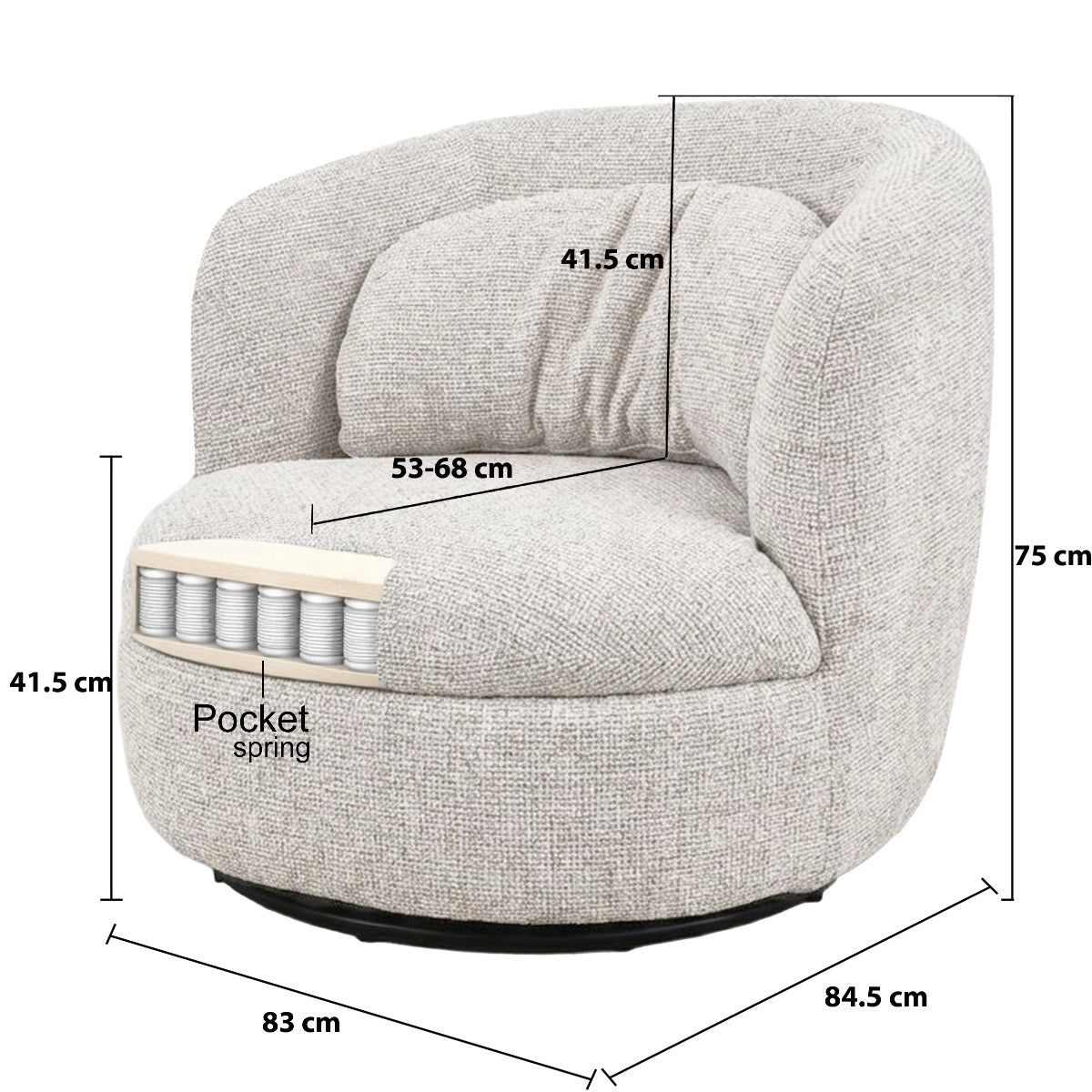 Draaifauteuil Britt beige