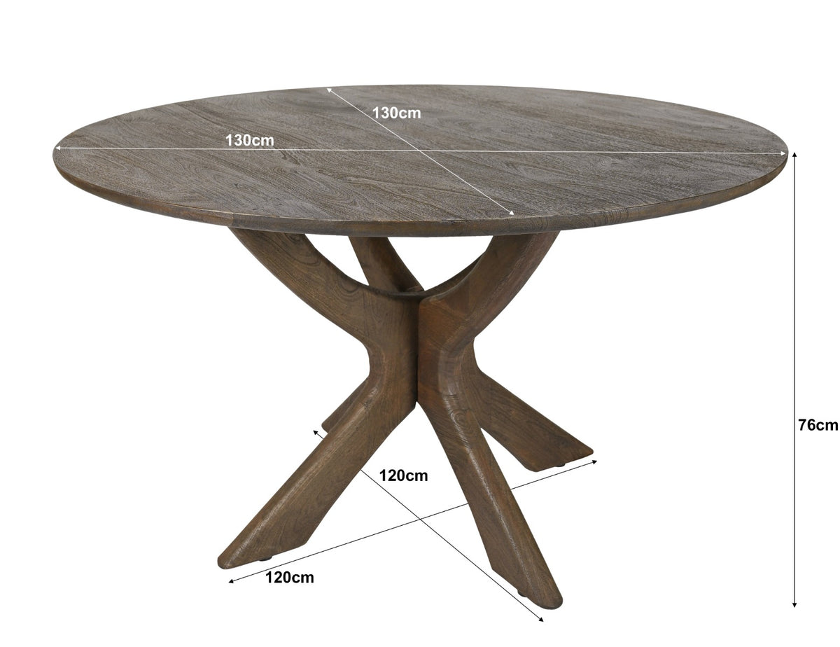 Eettafel Brix Montreaux Rond Bruin 130 cm