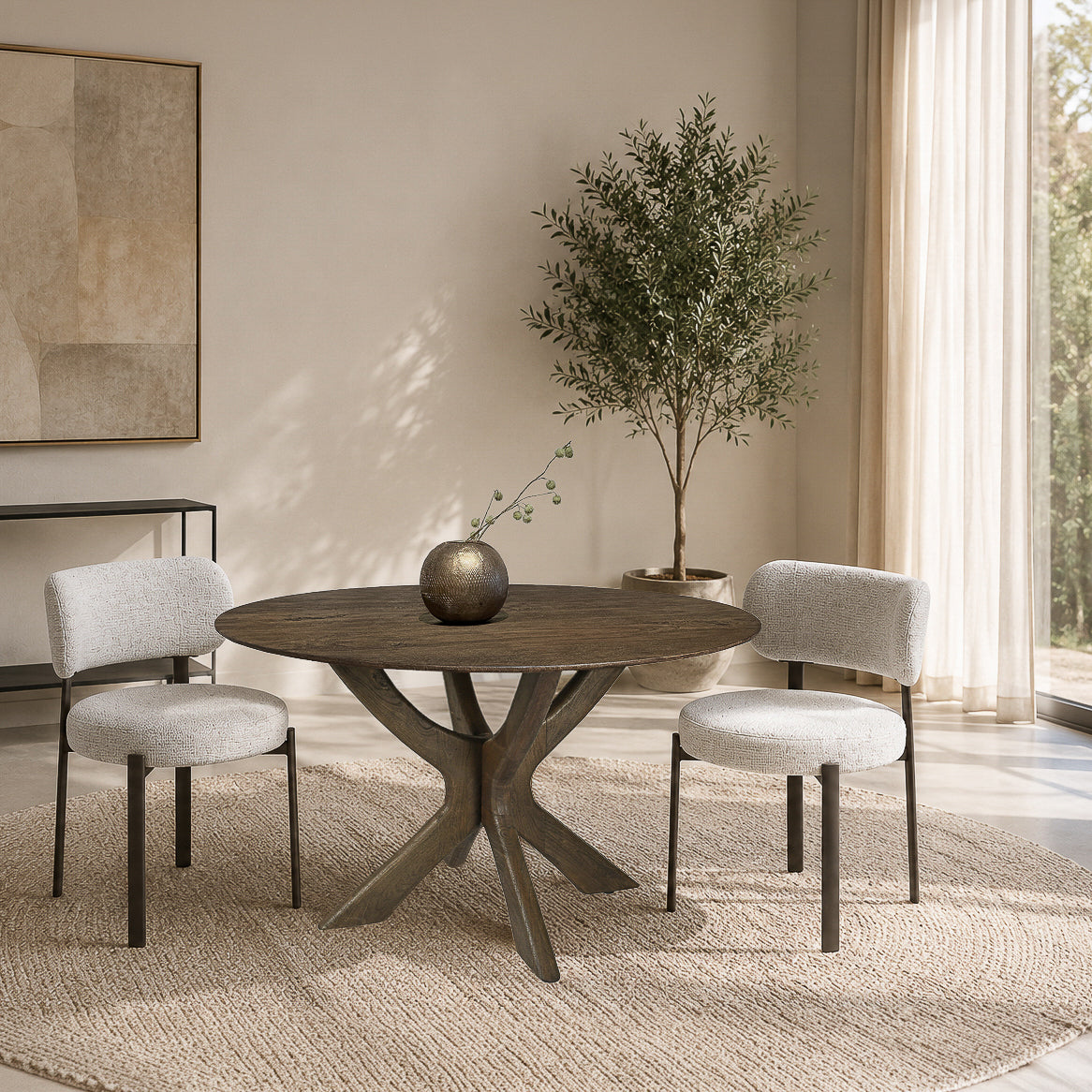 Eettafel Brix Montreaux Rond Bruin 130 cm
