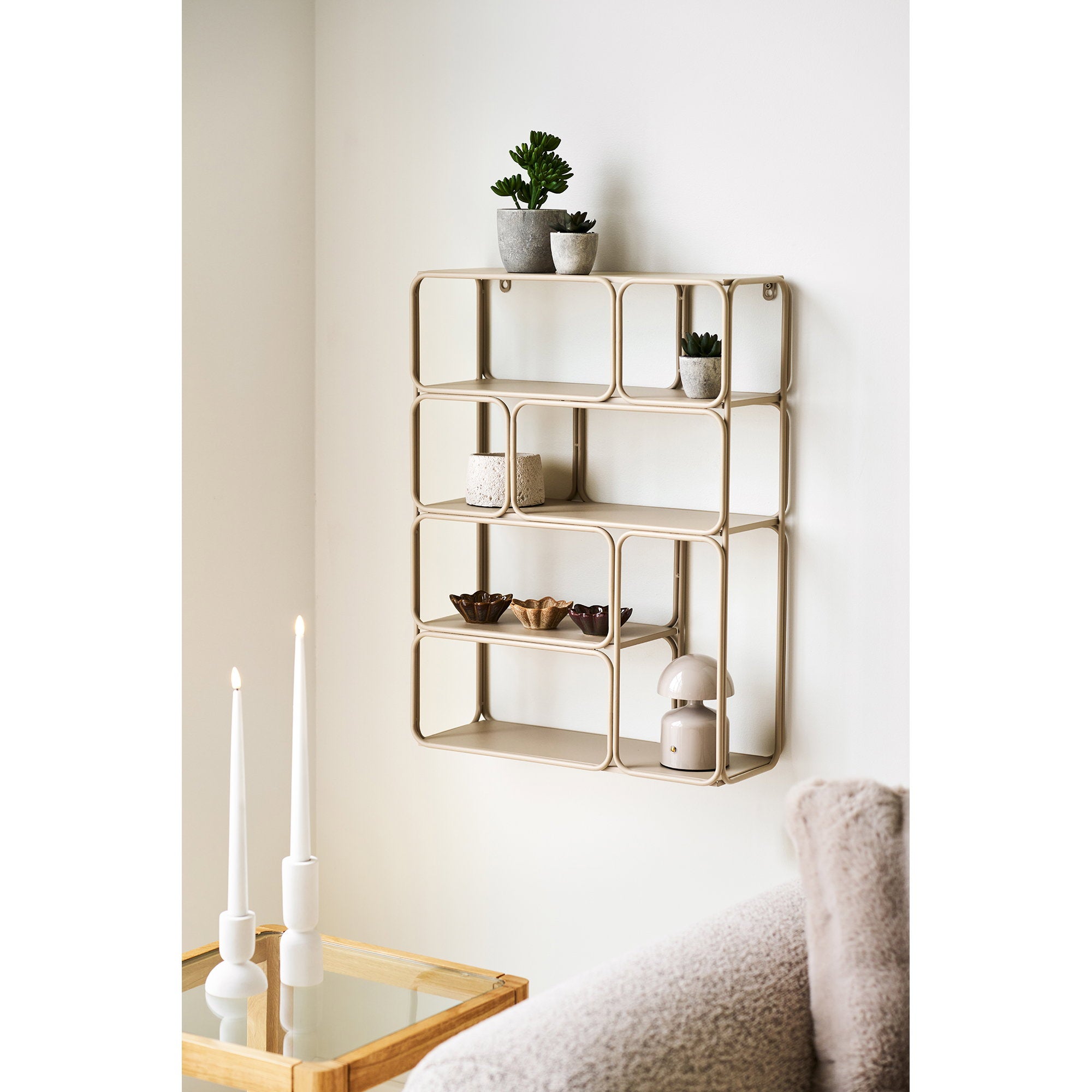 Lanciano Wandplank - Wandplank, metaal, beige 48x18x64 cm
