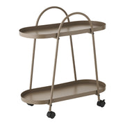 Empoli Bar Trolley - bartrolley, 2 schappen, staal, bruin 27,5x60x64 cm