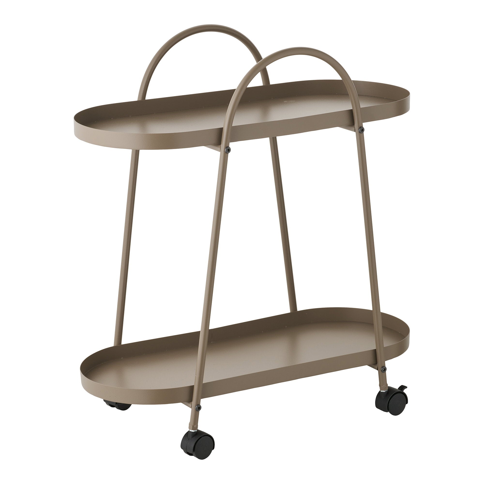 Empoli Bar Trolley - bartrolley, 2 schappen, staal, bruin 27,5x60x64 cm