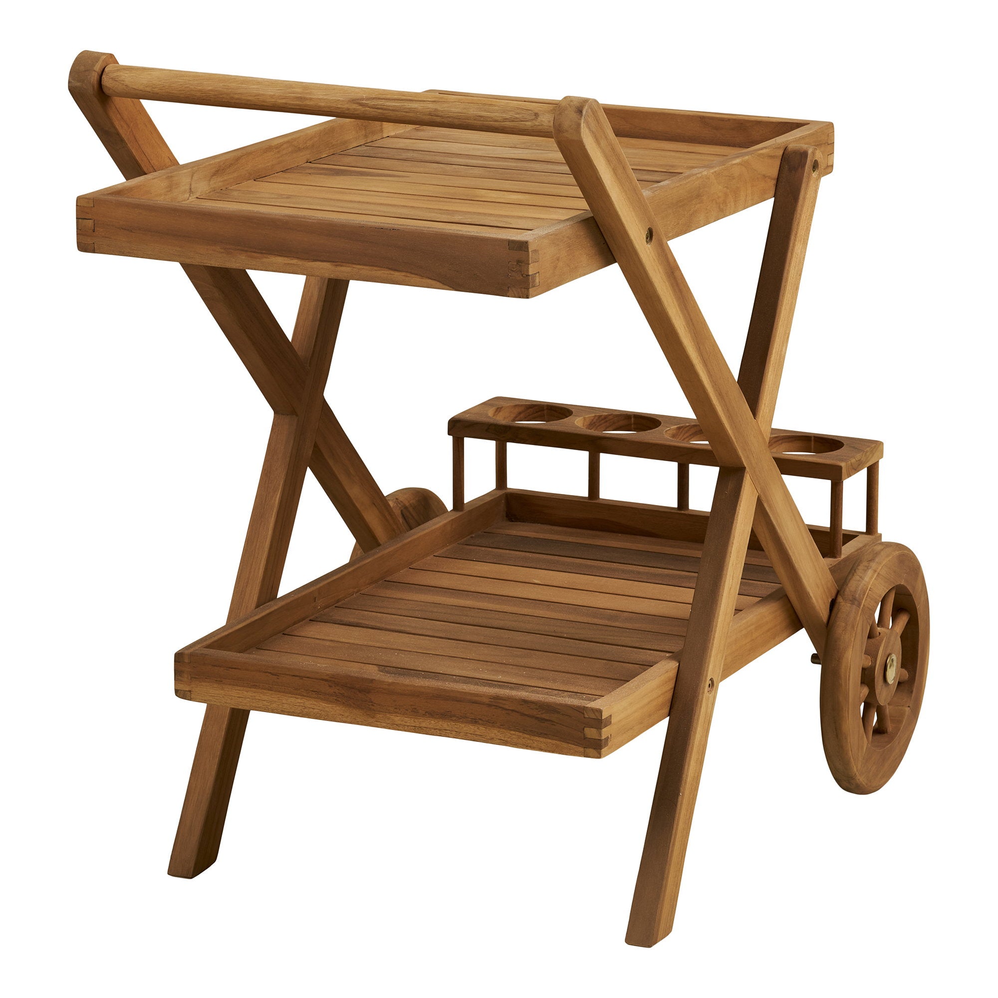 Pasaku Theewagen - Theewagen, teak, naturel, 86x50x81 cm