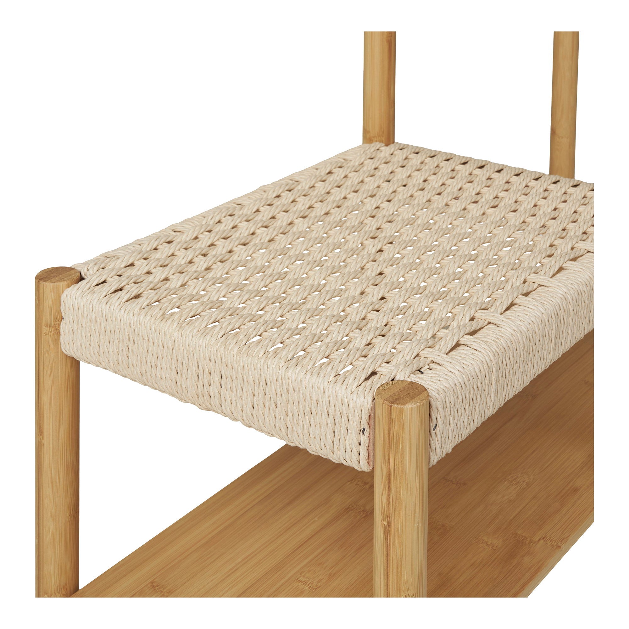 Ember kledingrek - met natuurlijke rieten bank, bamboe, naturel 36x95x165