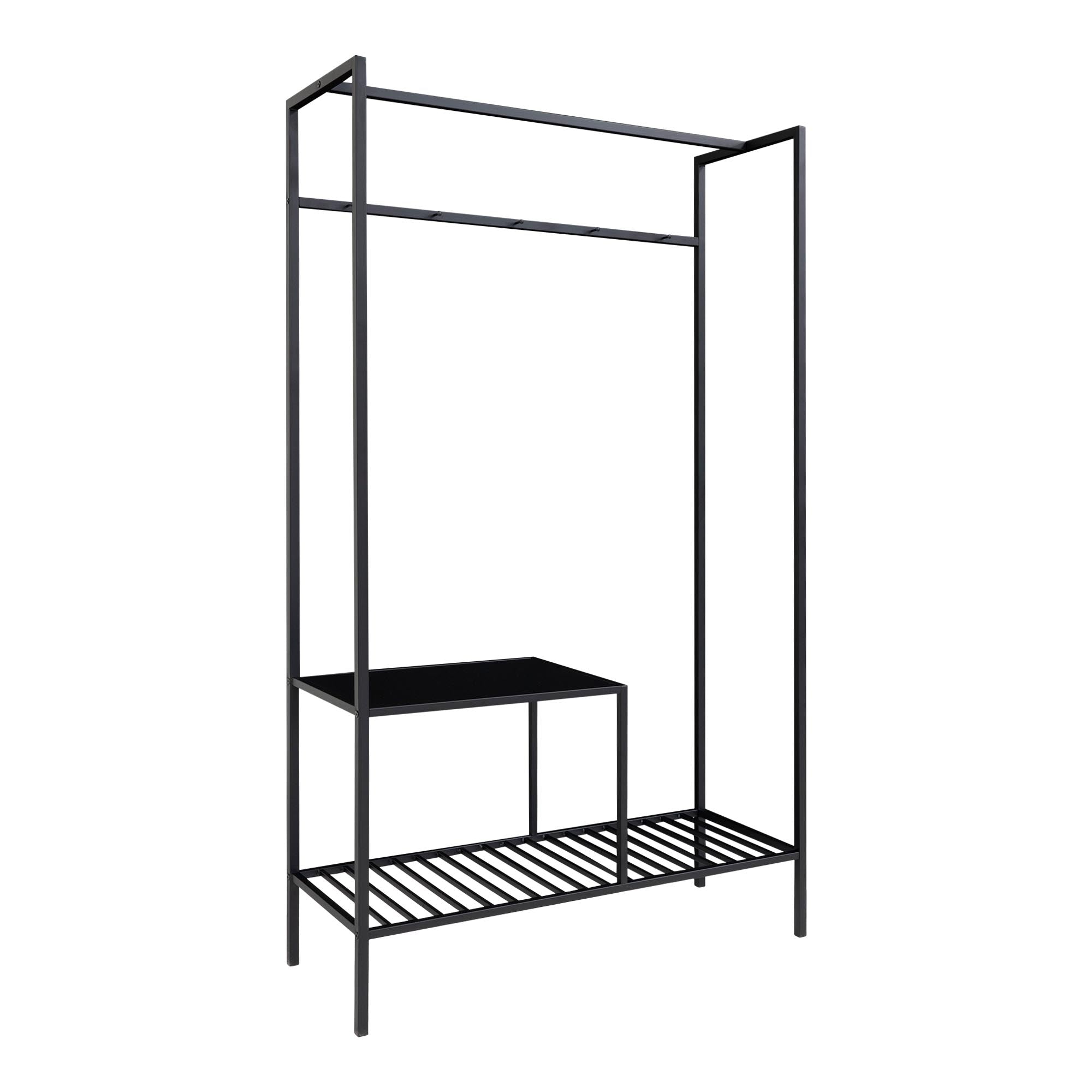 Vita Kledingkast - Kledingkast, 2 planken, zwart, zwart frame 101x38x170 cm