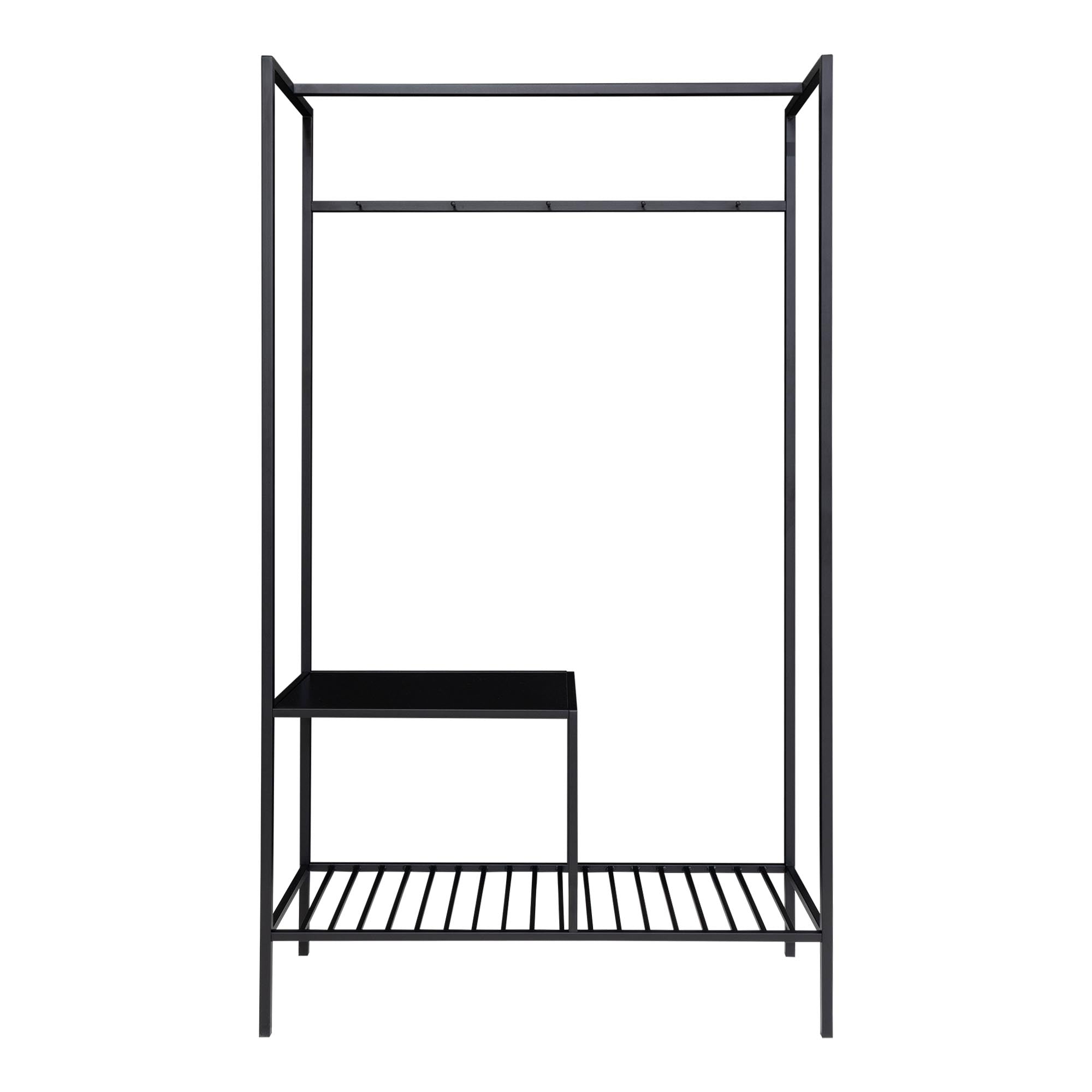Vita Kledingkast - Kledingkast, 2 planken, zwart, zwart frame 101x38x170 cm