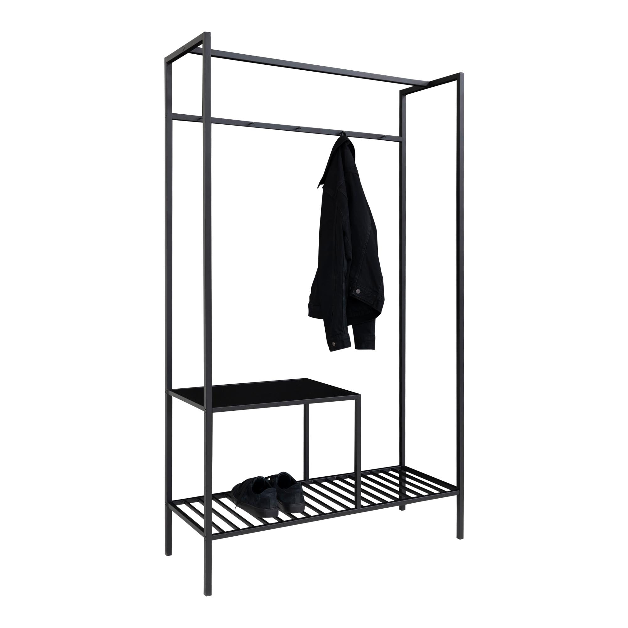 Vita Kledingkast - Kledingkast, 2 planken, zwart, zwart frame 101x38x170 cm