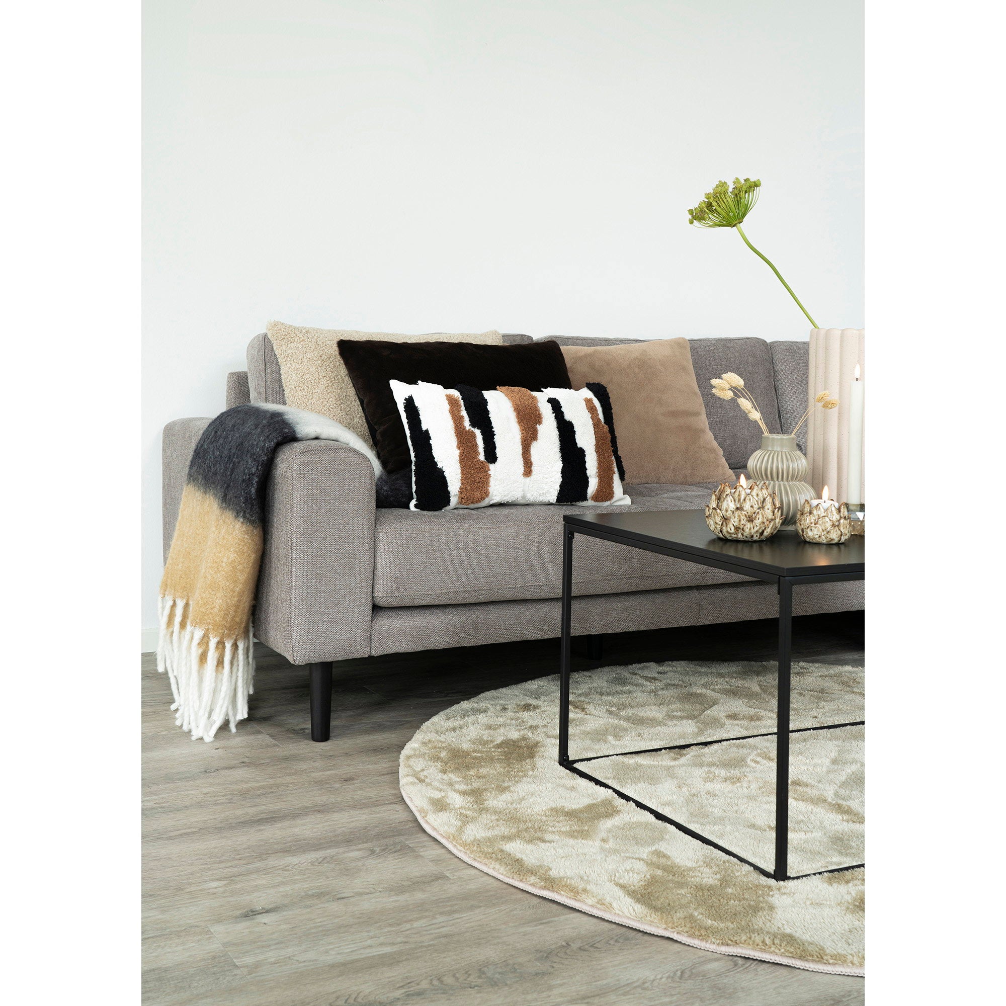 Sintra Plaid - Plaid, zwart/wit/bruin 130x170 cm