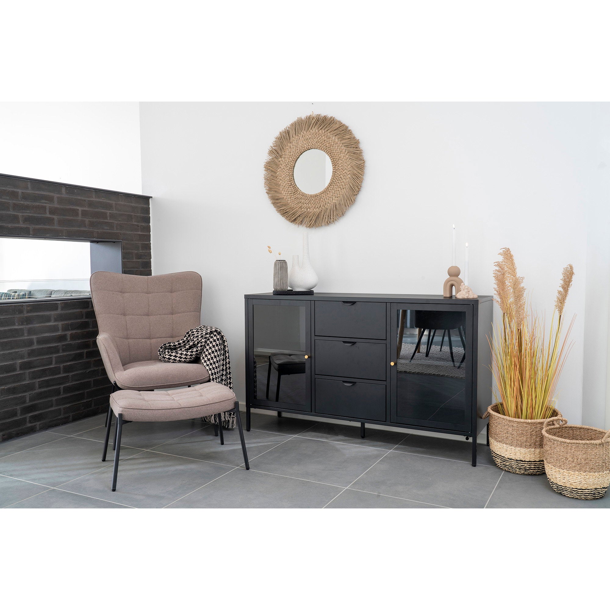 Side Plaid - Plaid, zwart/beige 130x180 cm