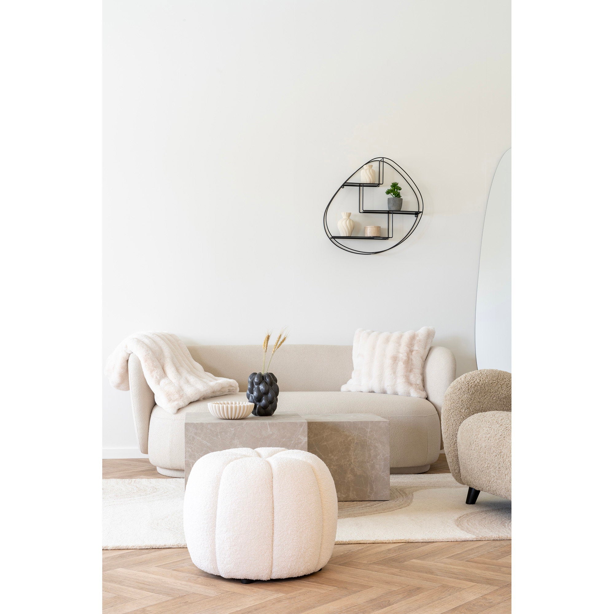Galena Plaid - Plaid, kunstbont, wit 130x180 cm