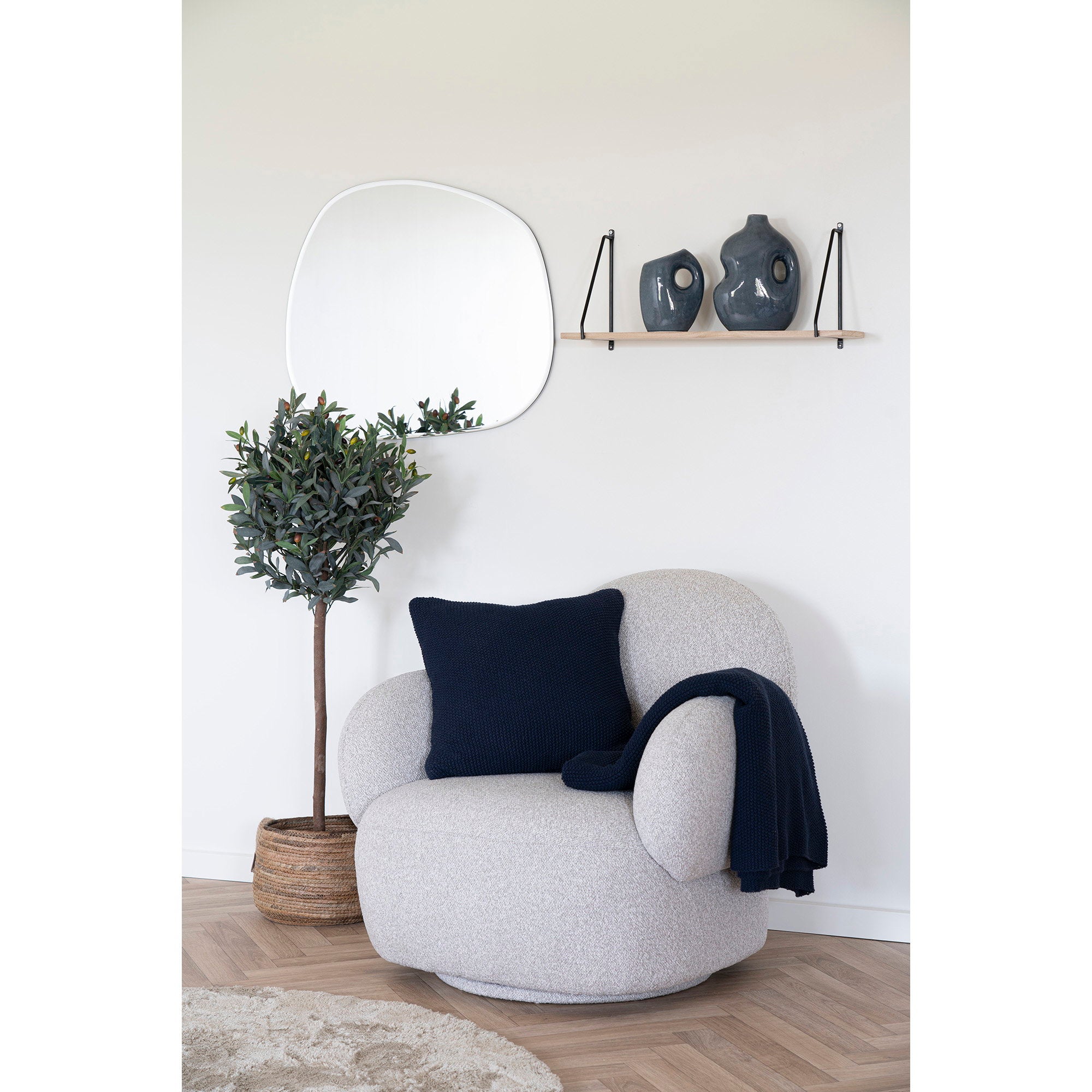 Santos Plaid - Plaid, gerecycled katoen, donkerblauw 130x170 cm