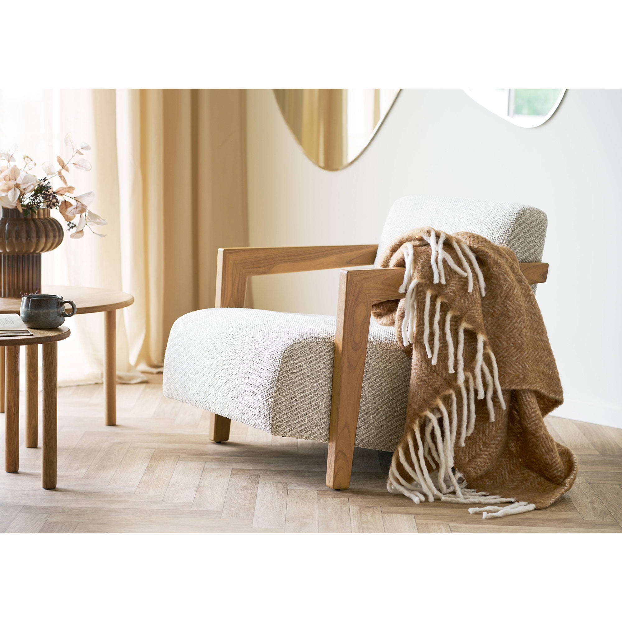 Carmel Plaid - Plaid, wolmix, lichtbruin 130x170 cm