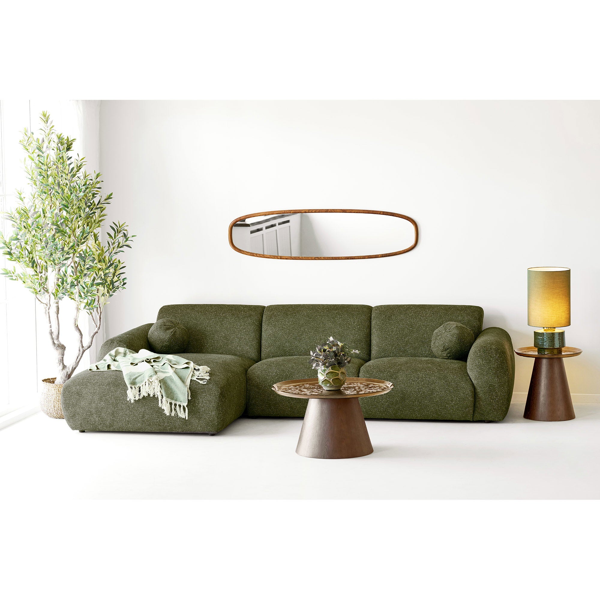 Loni Plaid - Plaid, zand/groen 130x180 cm