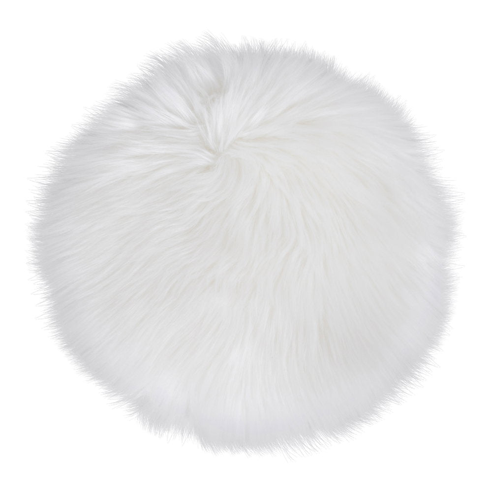 Zitkussen van imitatie-lamsvacht - Zitkussen van imitatie-lamsvacht, wit ø35 cm