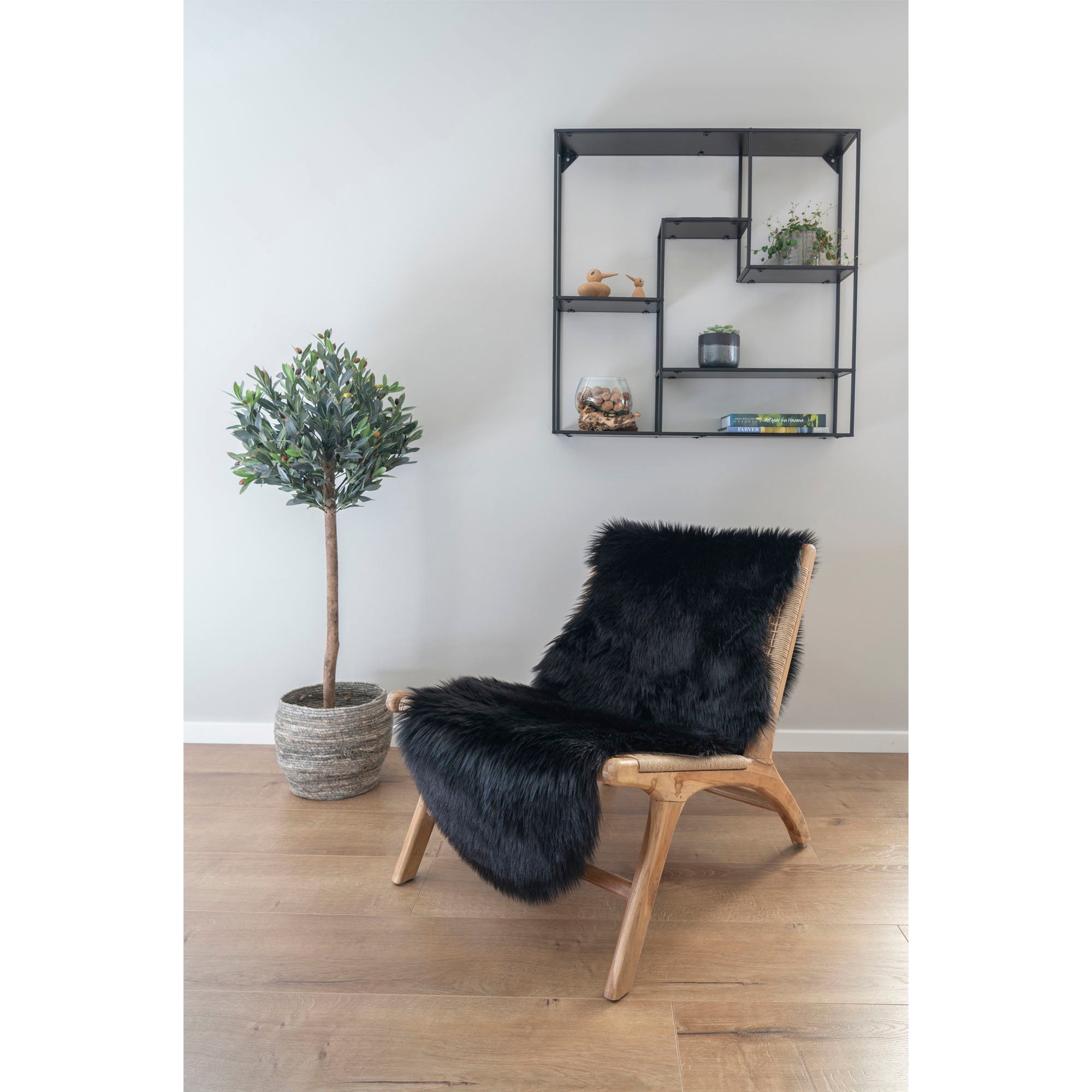 Kunstlamsvacht - Kunstlamsvacht, zwart 60x180 cm