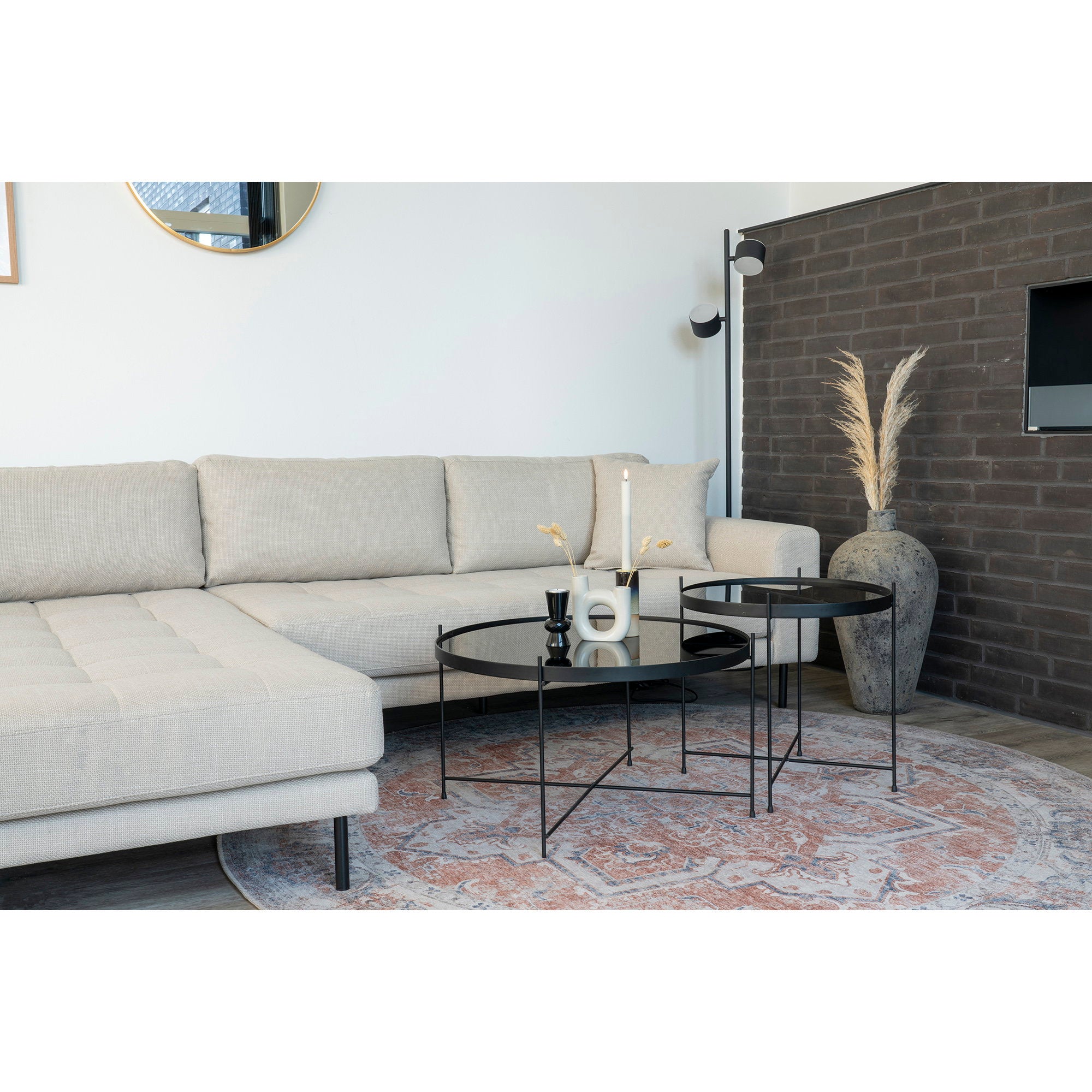Havana-vloerkleed - Vloerkleed, oranje/blauw, Ø200 cm