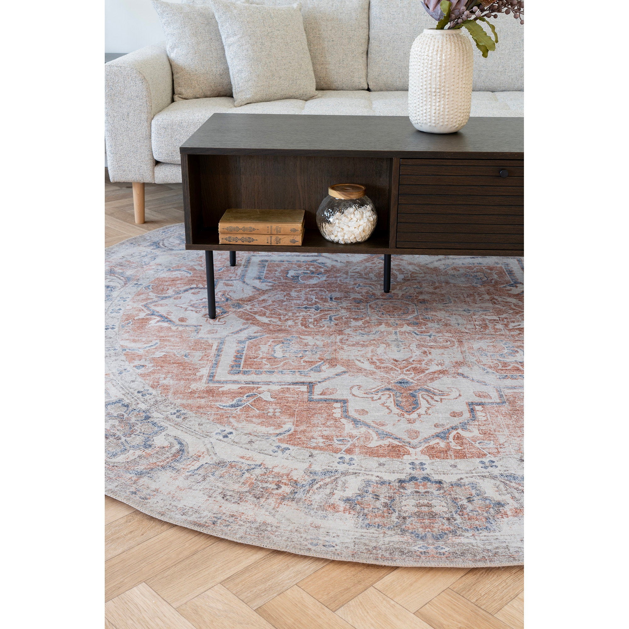 Havana-vloerkleed - Vloerkleed, oranje/blauw, Ø200 cm