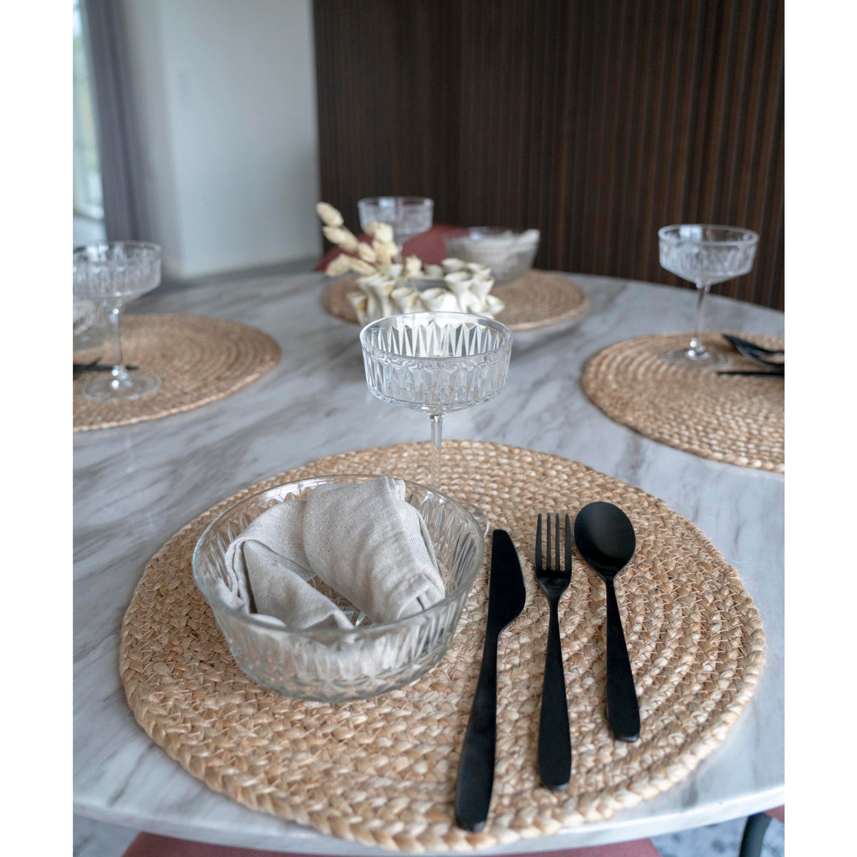Bombay placemat, set van 4 - placemat van gevlochten jute, naturel ø38 cm, set van 4